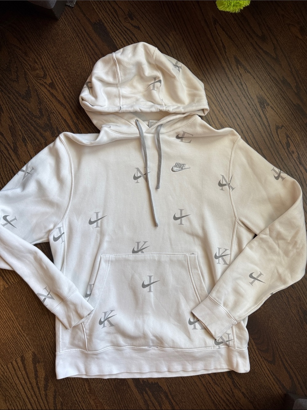 Nike White All-Over Logo Pullover Hoodie